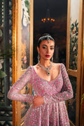 Pakistani Pink Zardozi Embroidered Net & Organza Bridal Pishwas (3-Piece) - Image 4
