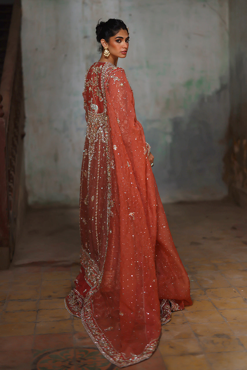 Pakistani Soft Pink Zardozi Organza Pishwas Dress (3-Piece) - Image 2