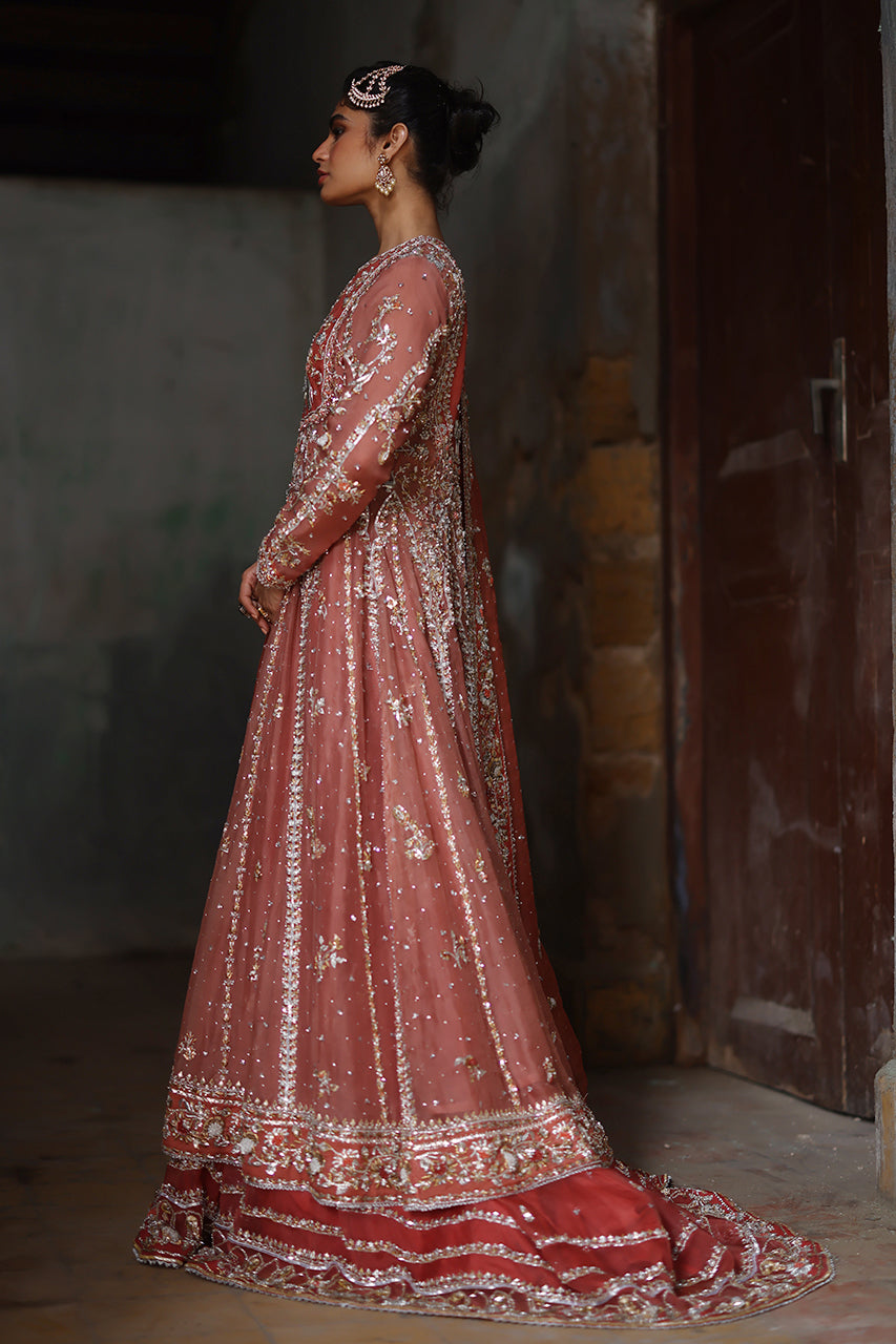 Soft Pink Zardozi Organza Pishwas Dress (3-Piece) - Image 3