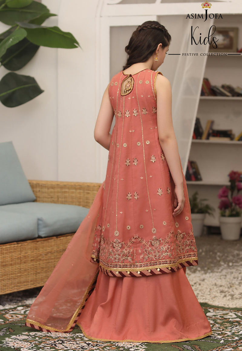 Rosy Pink Embroidered Organza Pishwas Lehnga (3-Piece) - Image 1