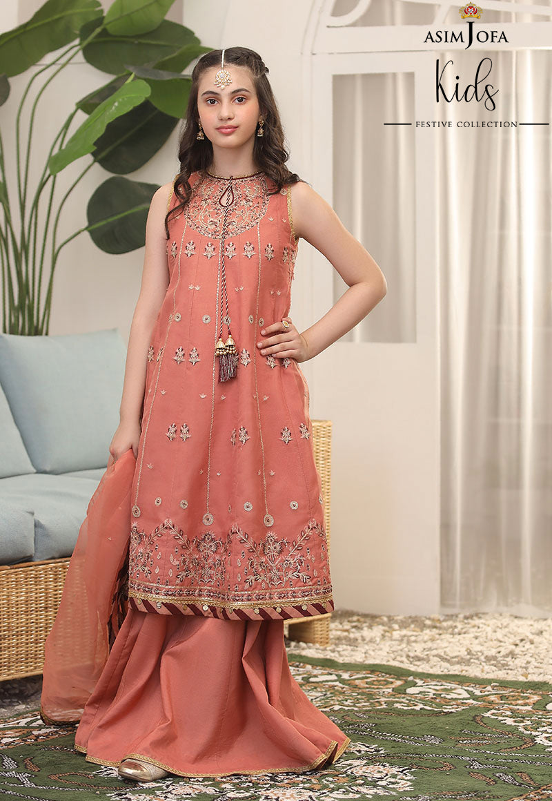 Rosy Pink Embroidered Organza Pishwas Lehnga (3-Piece) - Image 3