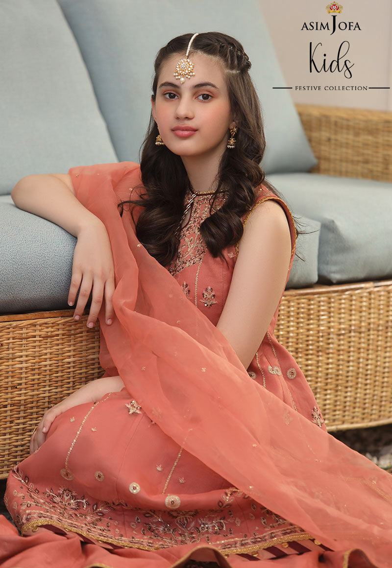 Rosy Pink Embroidered Organza Pishwas Lehnga (3-Piece) - Image 4