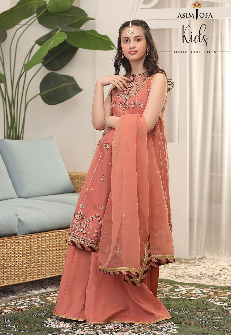 Rosy Pink Embroidered Organza Pishwas Lehnga (3-Piece) - Image 6
