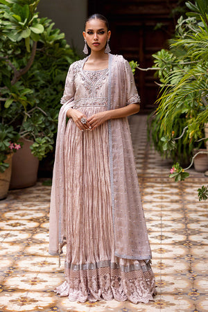 Lilac Embroidered Raw Silk Pishwas Dress (2-Piece) - Image 1