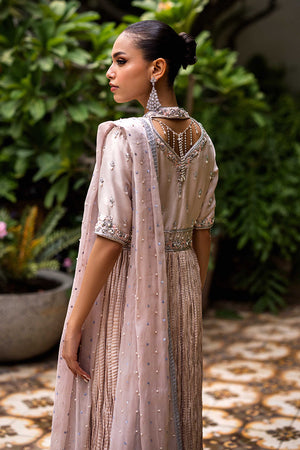 Lilac Embroidered Raw Silk Pishwas Dress (2-Piece) - Image 3