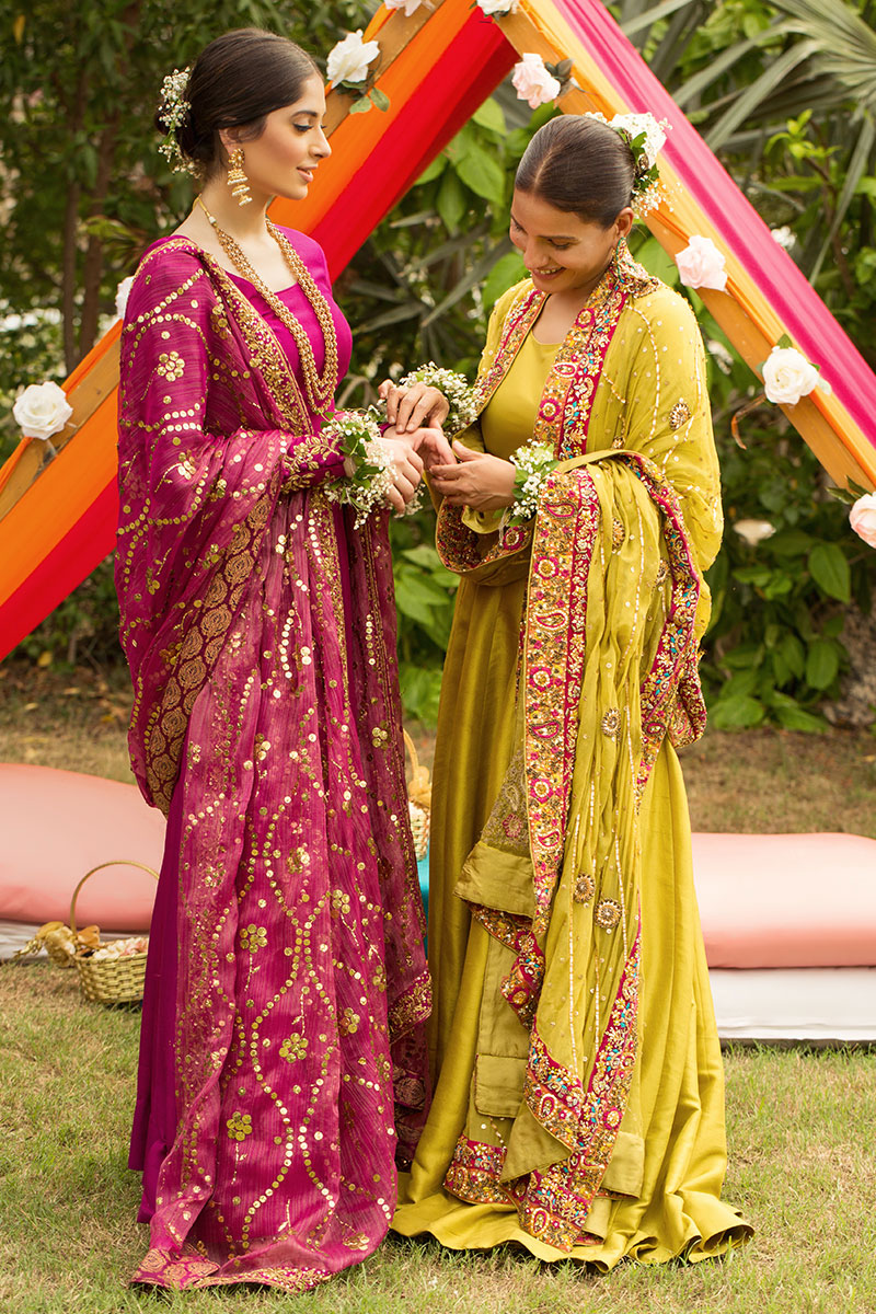 Magenta Kamdani Raw Silk Pishwas (2-Piece) - Image 1