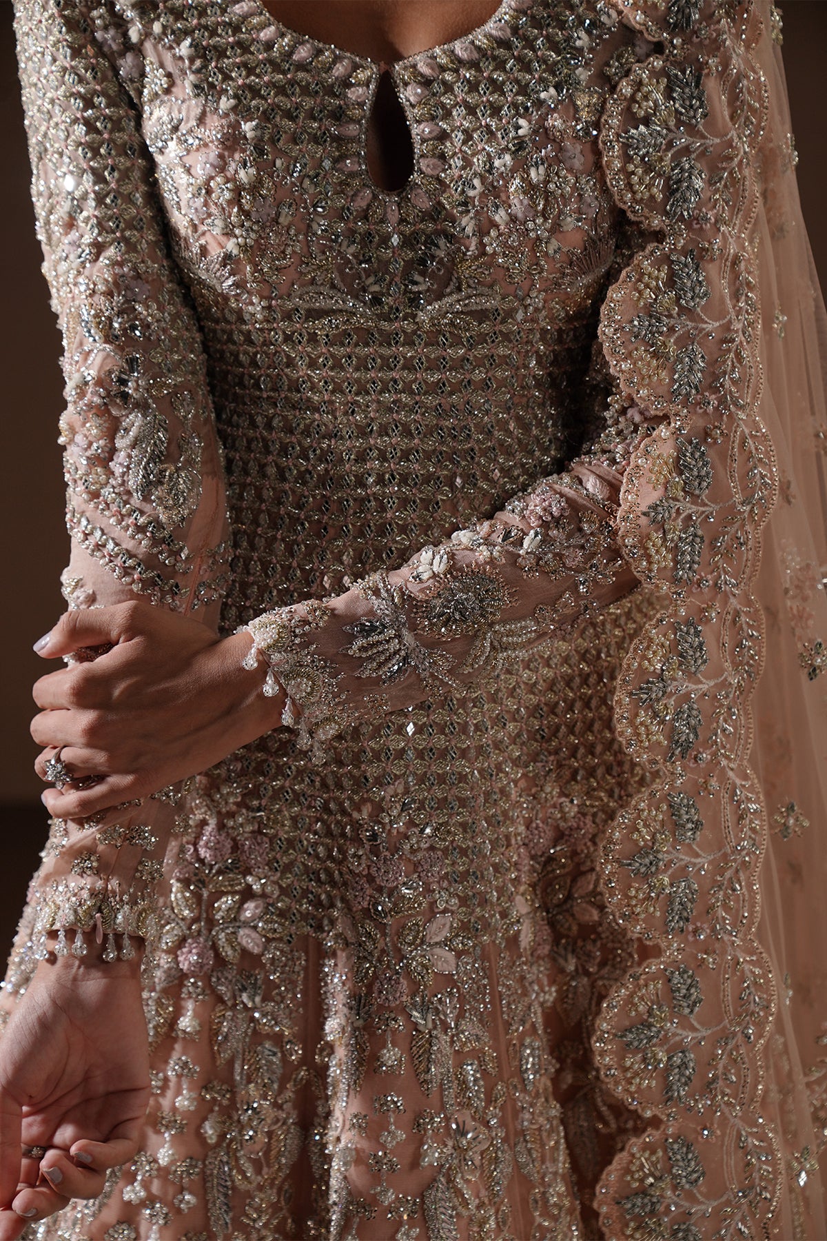 Blush Embellished Raw Silk Pishwas Dress (3-Piece) - Image 3