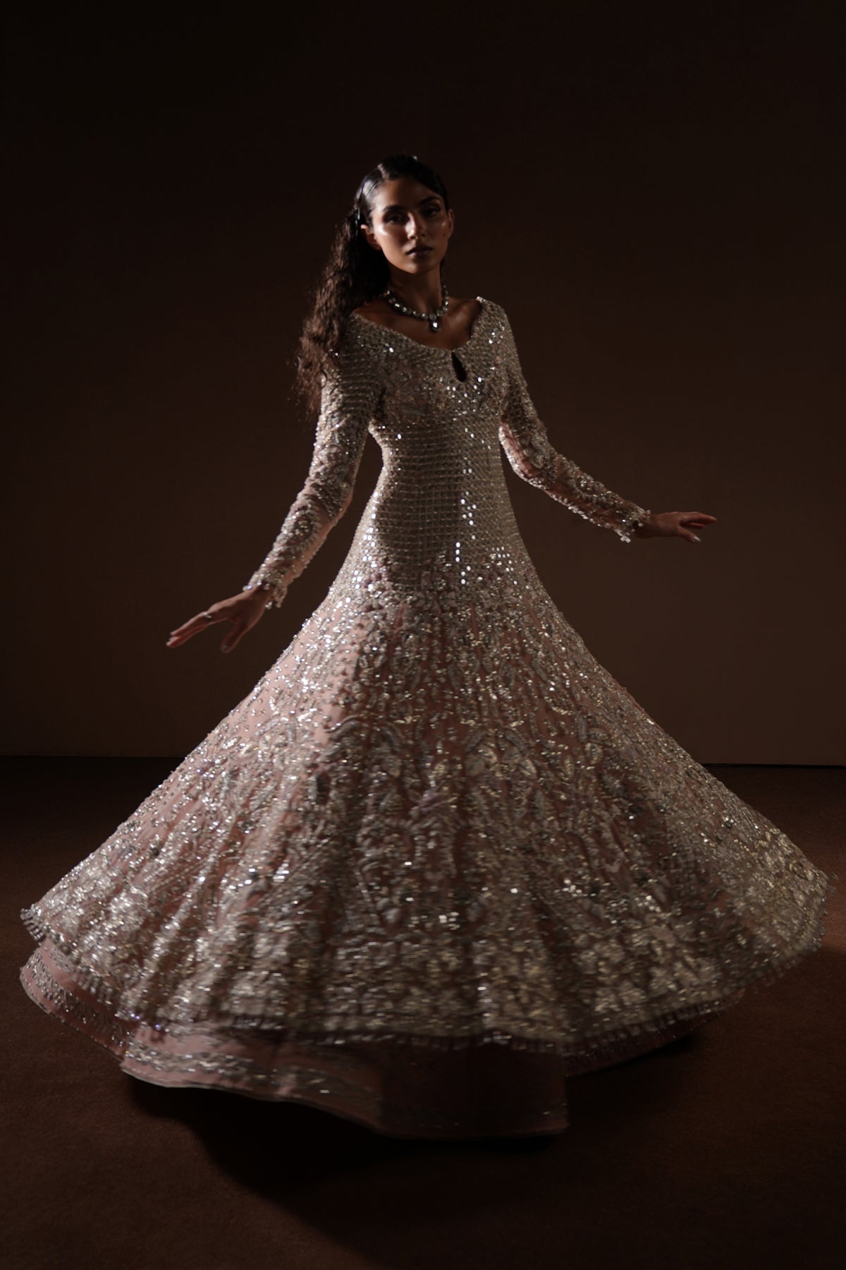 Blush Embellished Raw Silk Pishwas Dress (3-Piece) - Image 7