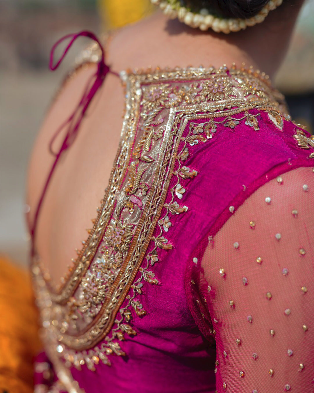 Magenta Zardozi Raw Silk Pishwas (3-Piece) - Image 4