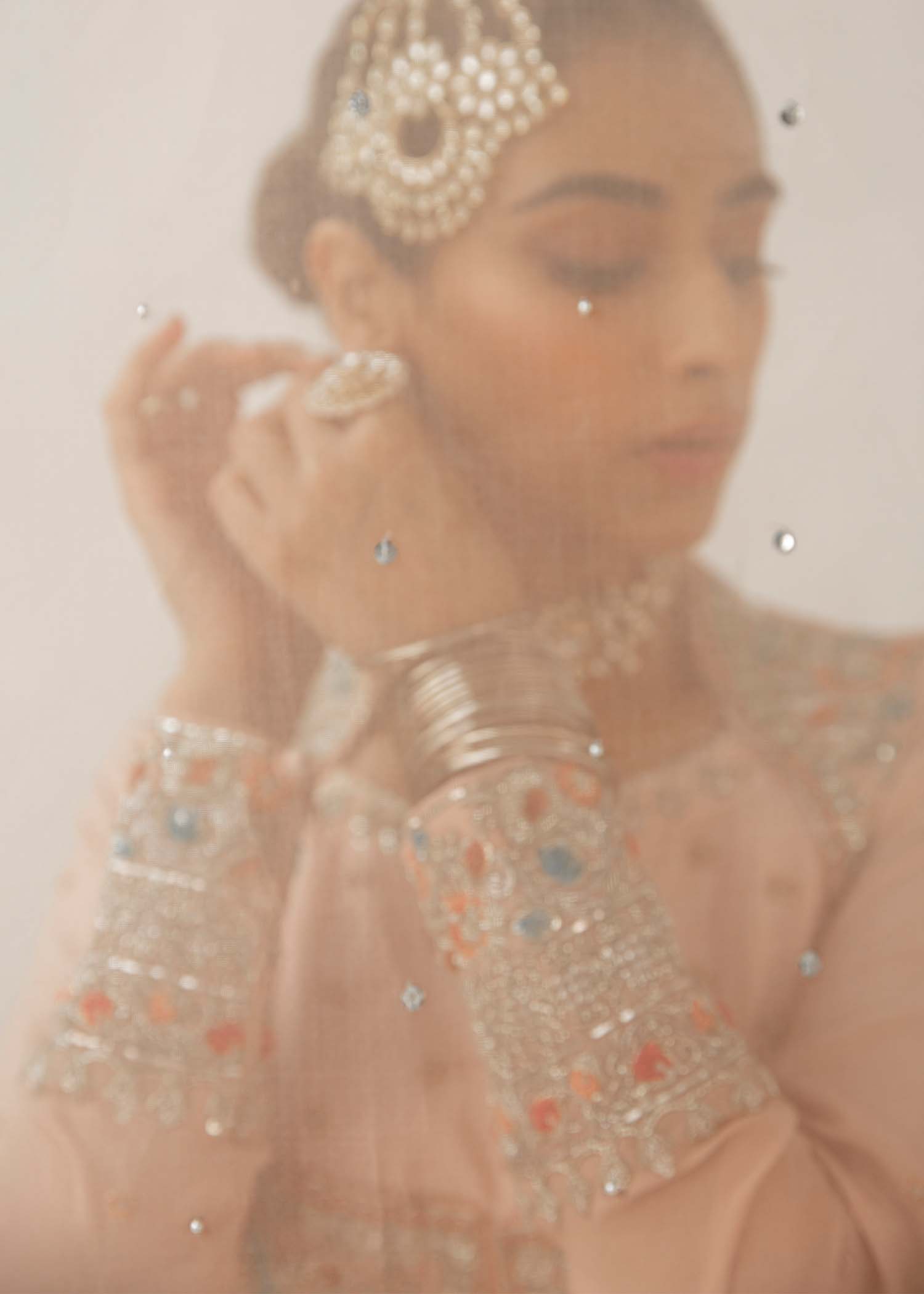 Pakistani Blush Pink Embroidered Raw Silk Pishwas (3-Piece) - Image 7