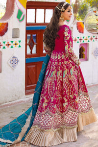 Ruby Pink Embroidered Raw Silk Pishwas Dress (3-Piece) - Image 3