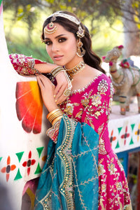 Ruby Pink Embroidered Raw Silk Pishwas Dress (3-Piece) - Image 4