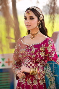 Ruby Pink Embroidered Raw Silk Pishwas Dress (3-Piece) - Image 5