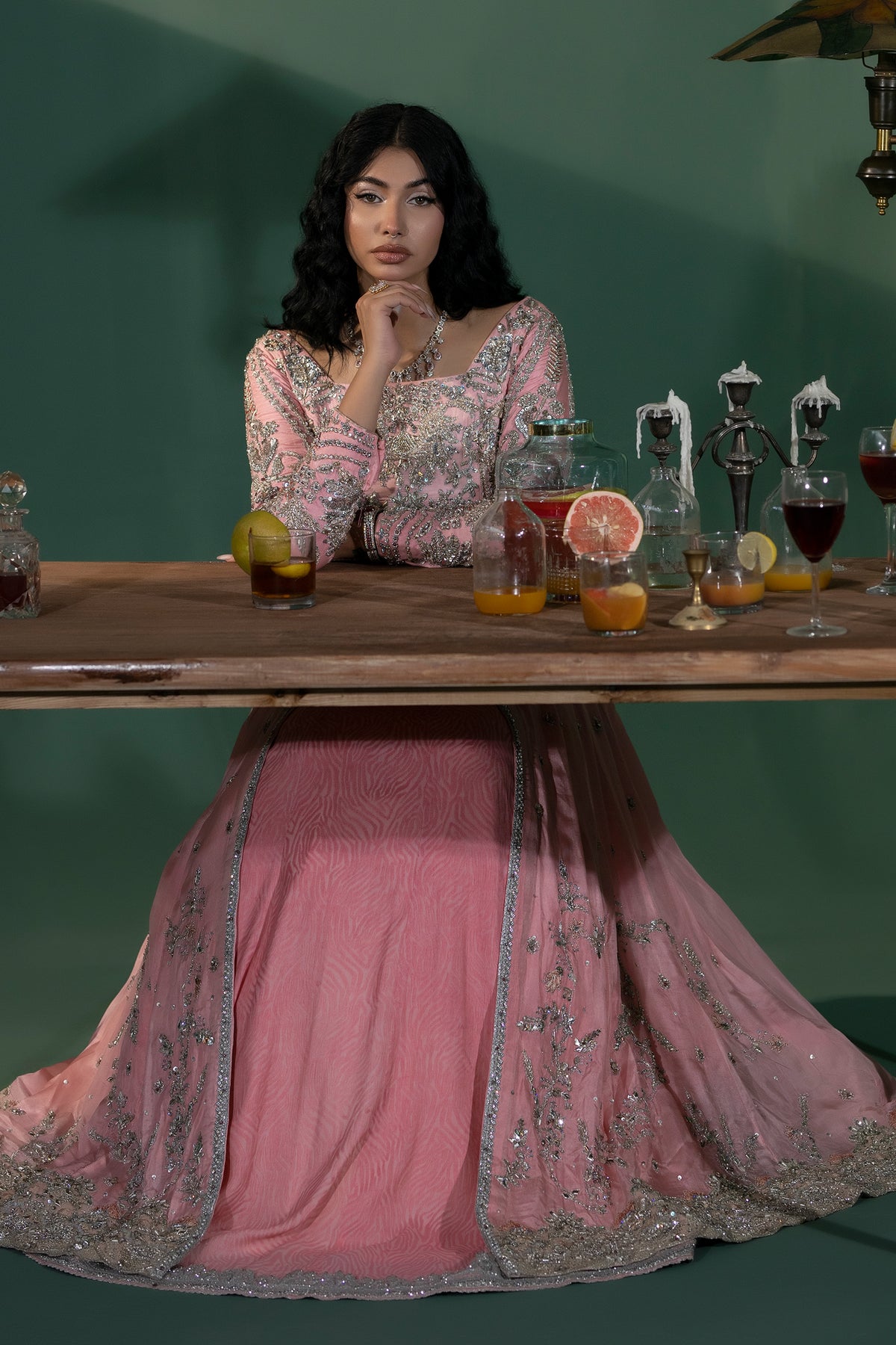 Pakistani Blush Pink Embellished Medium Silk Pishwas (3-Piece) - Image 6