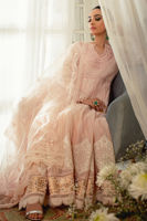 Powder Pink Embroidered Silk Net Pishwas (3-Piece) - Image 3