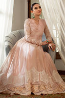 Powder Pink Embroidered Silk Net Pishwas (3-Piece) - Image 5