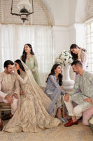 Baby Pink & Peach Embroidered Silk Net Pishwas (3-Piece) - Image 10