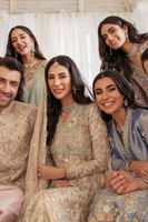 Baby Pink & Peach Embroidered Silk Net Pishwas (3-Piece) - Image 8