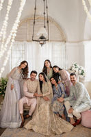 Baby Pink & Peach Embroidered Silk Net Pishwas (3-Piece) - Image 9