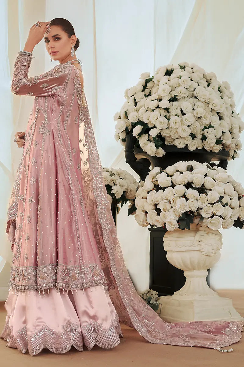 Rose Pink Embellished Tissue Pishwas Dress (3-Piece) - Image 7