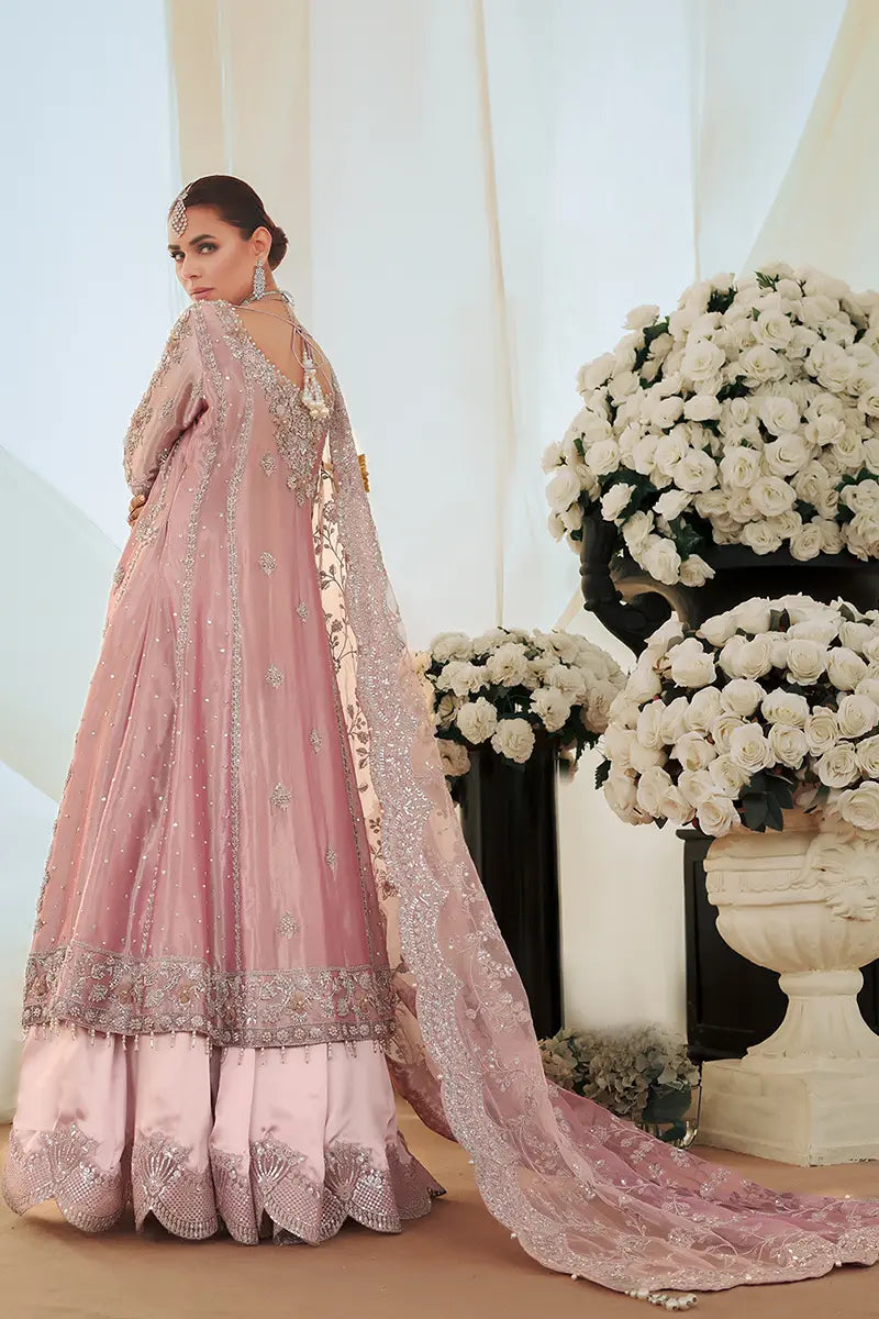 Rose Pink Embellished Tissue Pishwas Dress (3-Piece) - Image 8