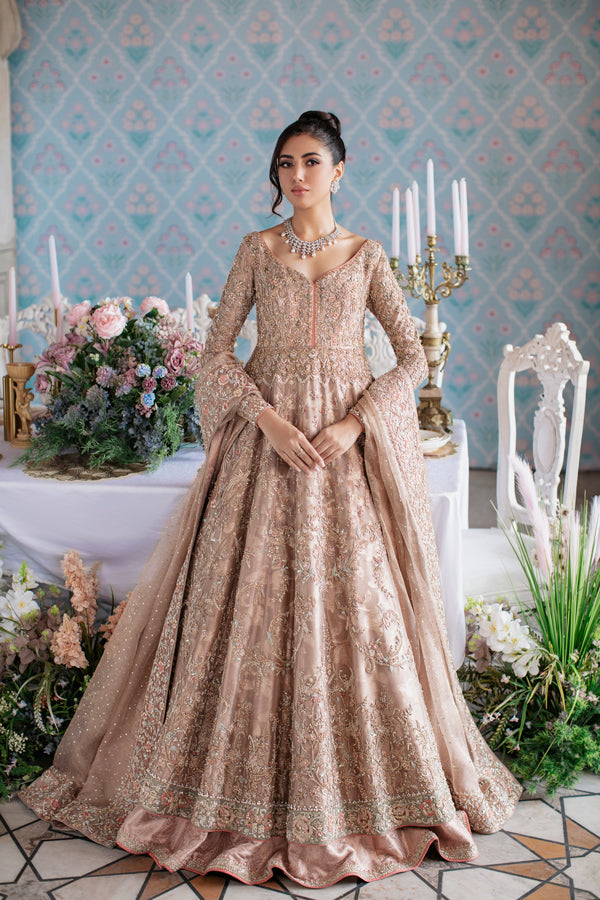 Indian Soft Pink Hand-Embellished Tissue Pishwas Dress (3-Piece) - Image 5