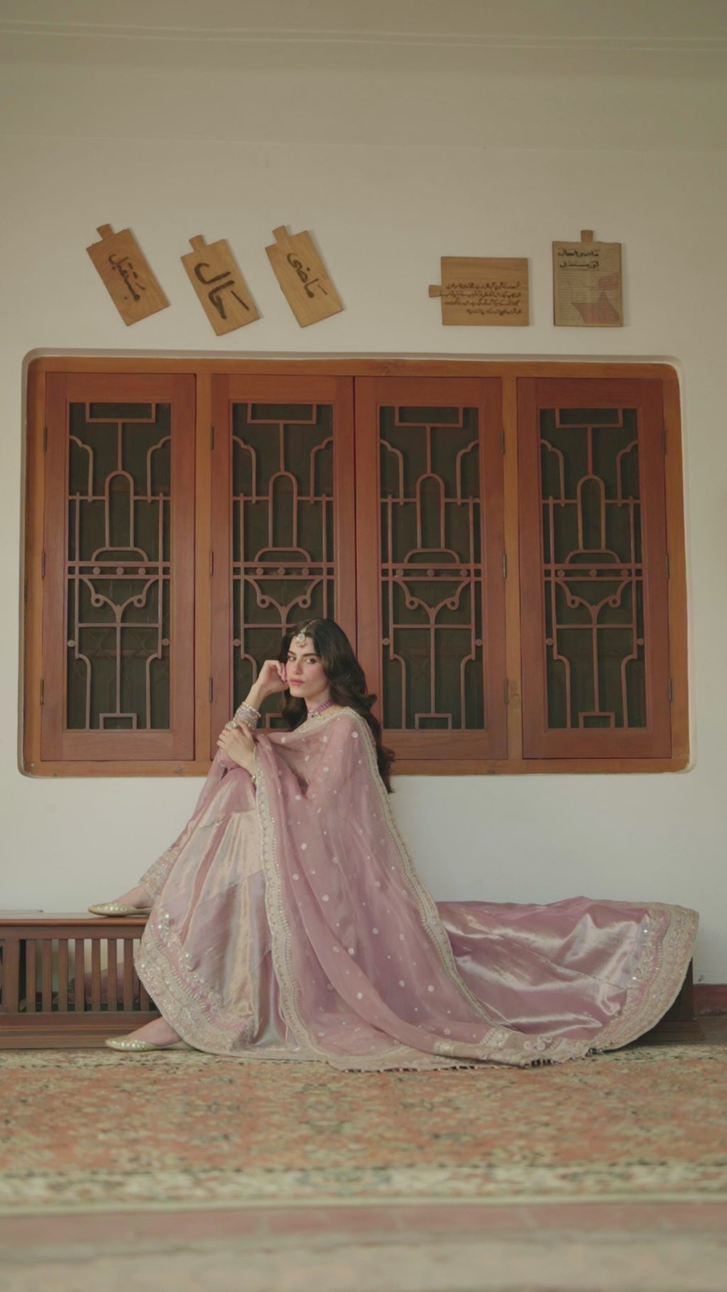 Seashell Pink Embroidered Tissue Pishwas (3-Piece) - Image 8