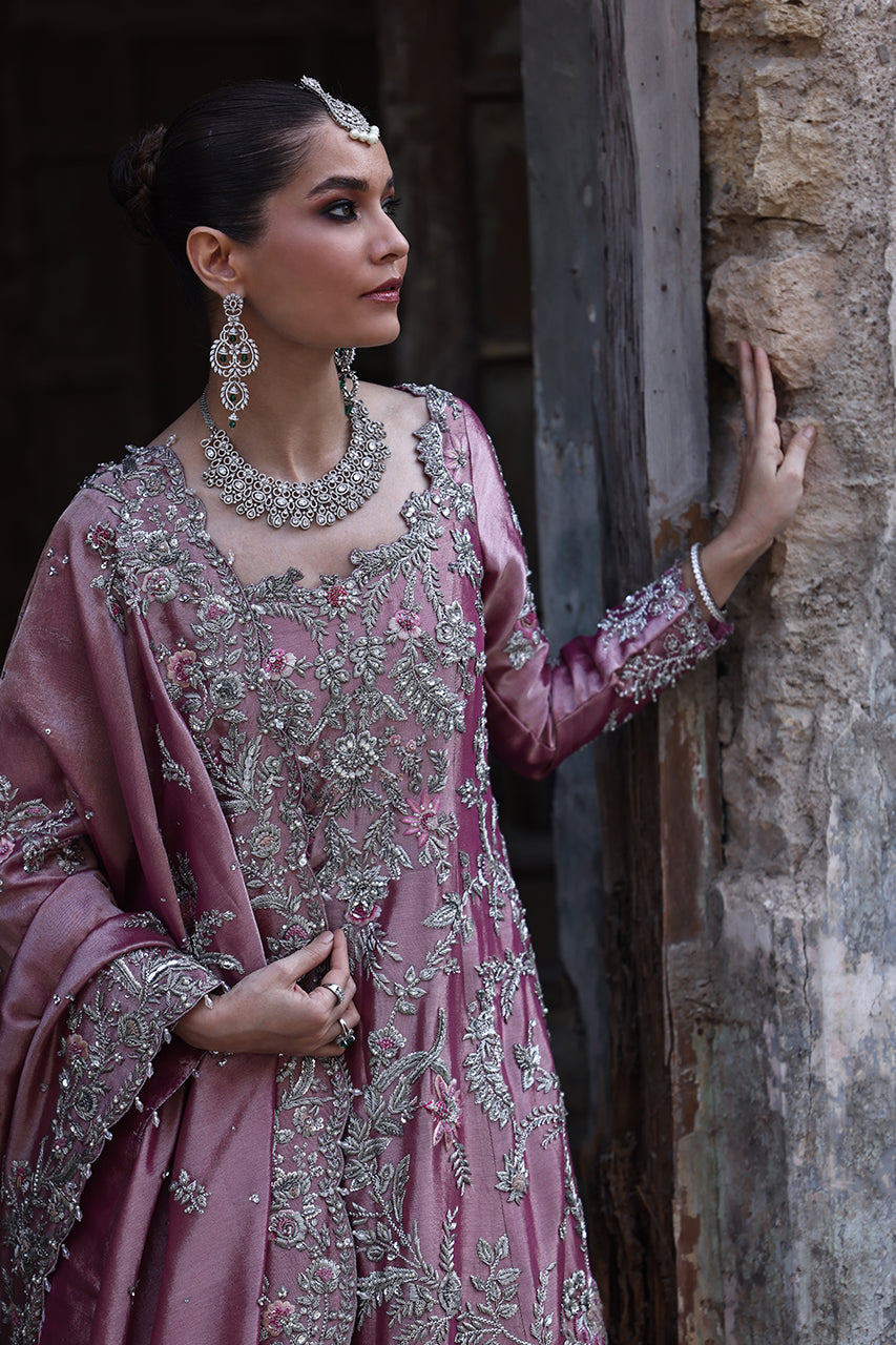 Pink Zardozi Tissue Pishwas Dress (2-Piece) - Image 2