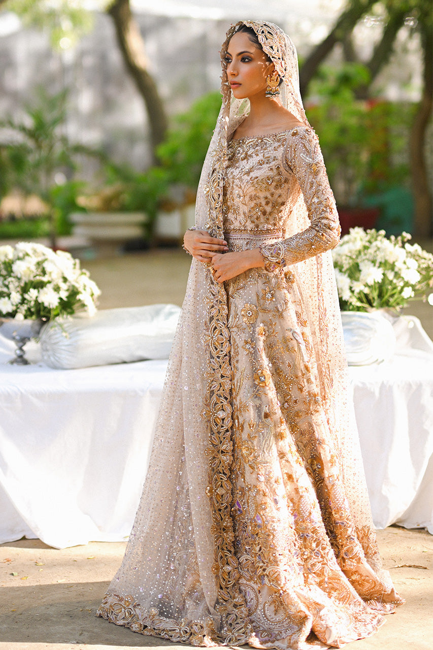 Pale Pink Zardozi Tulle Pishwas Dress (3-Piece) - Image 2