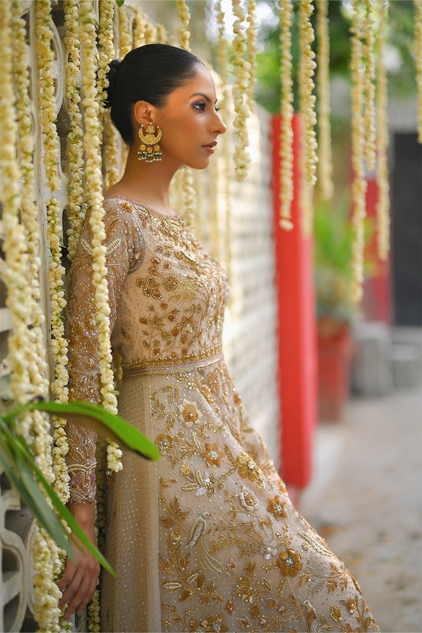 Pale Pink Zardozi Tulle Pishwas Dress (3-Piece) - Image 6