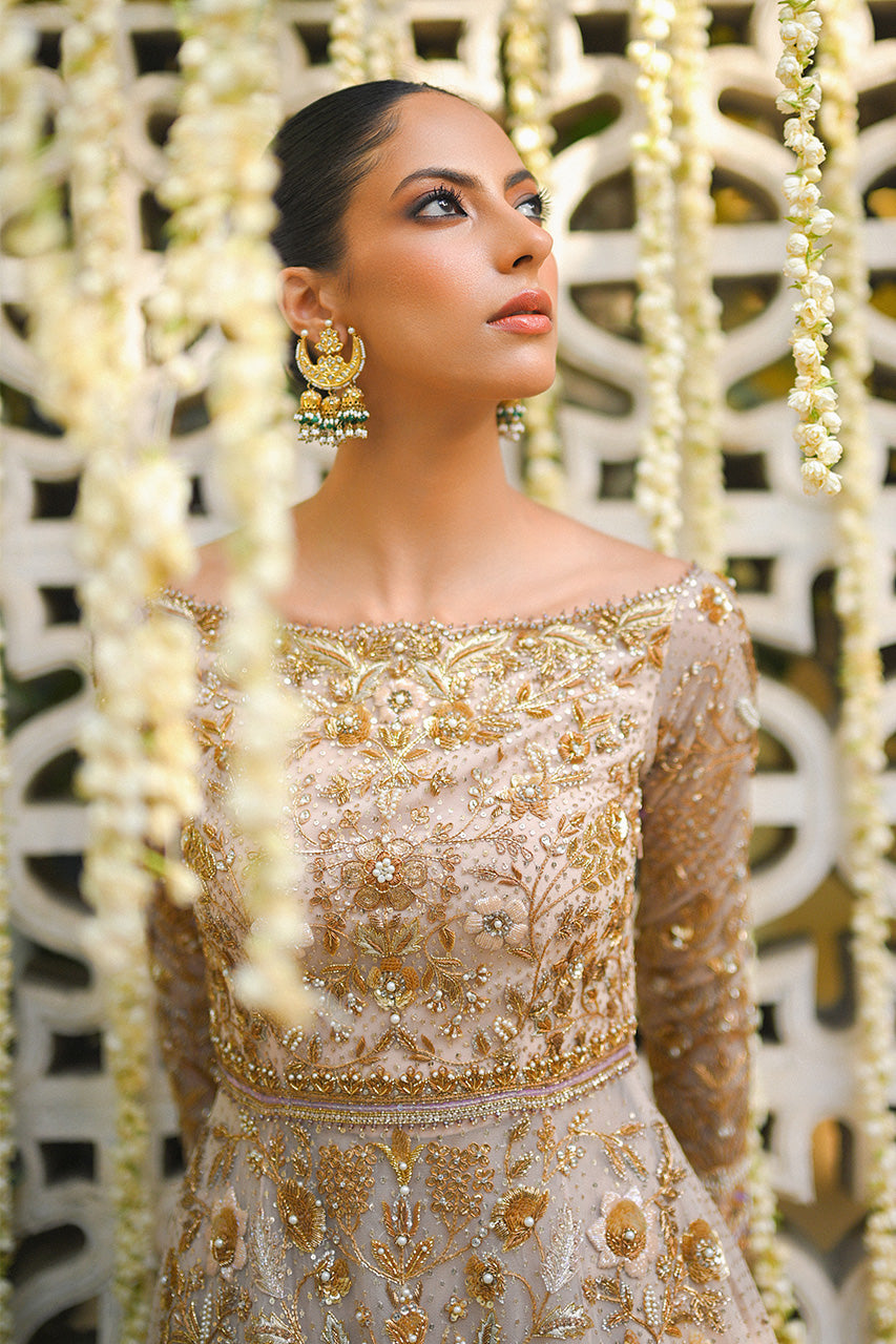 Pale Pink Zardozi Tulle Pishwas Dress (3-Piece) - Image 7