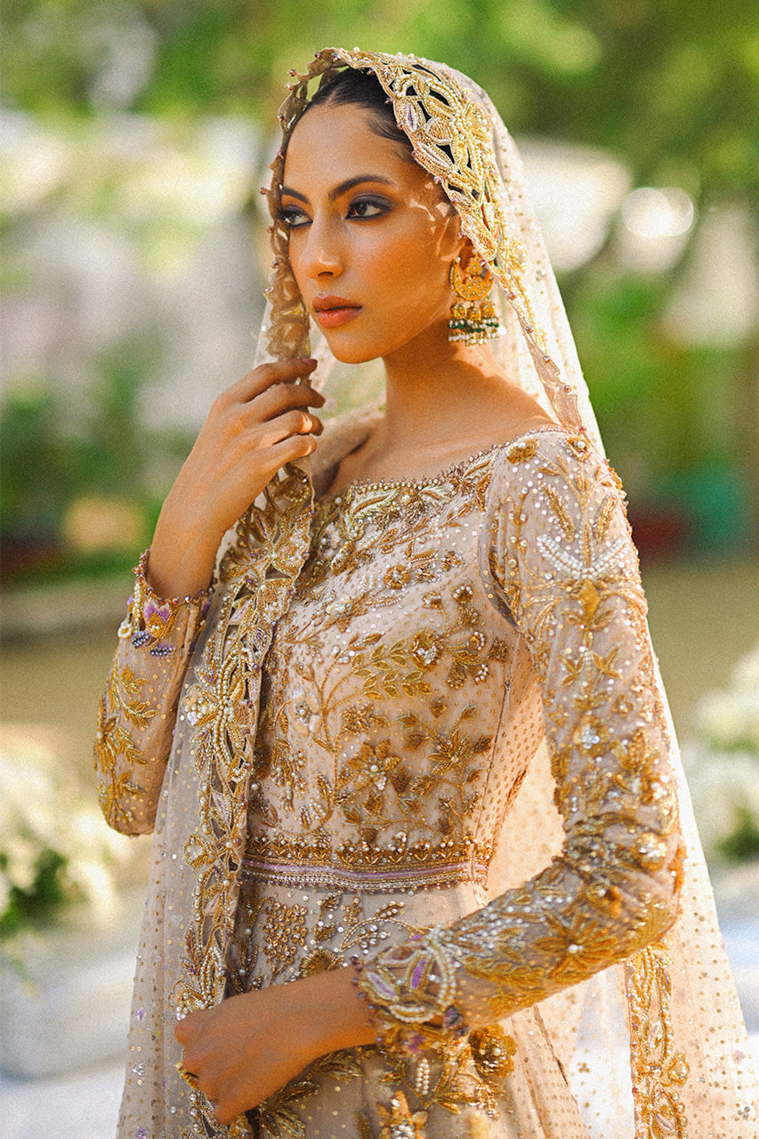 Pale Pink Zardozi Tulle Pishwas Dress (3-Piece) - Image 8