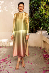 Pakistani Shaded Nude-Pink Embellished Chamois Silk Salwar Kameez (2-Piece) - Image 3