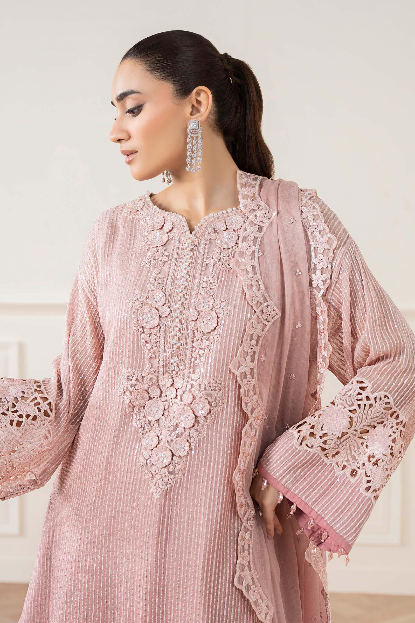 Pakistani Soft Pink Embroidered Chiffon Salwar Kameez (3-Piece) - Image 5