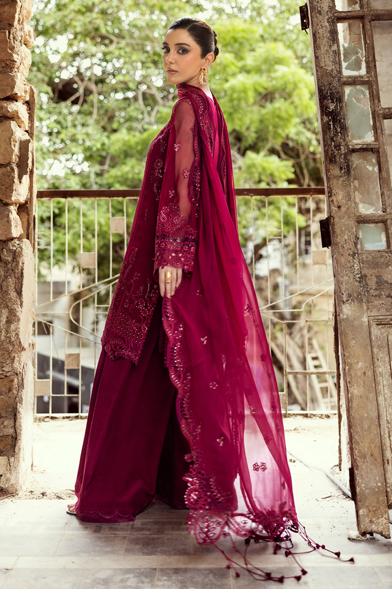 Pakistani Deep Magenta Chikankari Chiffon Salwar Kameez (3-Piece) - Image 11