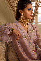 Pakistani Mauve Kaamdani Silk Thread Chiffon Kameez (3-Piece) - Image 5