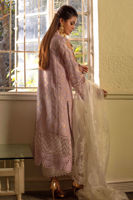 Pakistani Mauve Kaamdani Silk Thread Chiffon Kameez (3-Piece) - Image 6