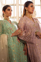 Pakistani Mauve Kaamdani Silk Thread Chiffon Kameez (3-Piece) - Image 7