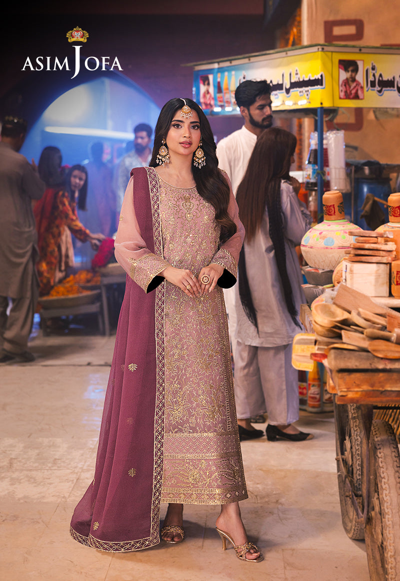 Pakistani Tea Pink Embroidered Chiffon 3-Piece Suit - Image 1