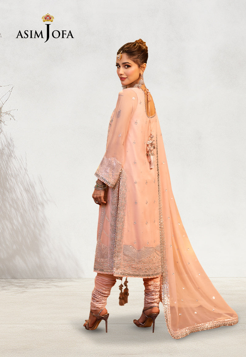 Pakistani Powder Pink Embroidered Chiffon 3-Piece Suit - Image 3