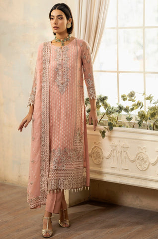 Pakistani Blush Pink Embroidered Chiffon Salwar Kameez (3-Piece) - Image 1