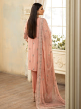 Pakistani Blush Pink Embroidered Chiffon Salwar Kameez (3-Piece) - Image 10