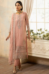 Pakistani Blush Pink Embroidered Chiffon Salwar Kameez (3-Piece) - Image 2