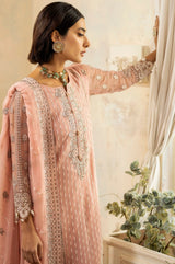 Pakistani Blush Pink Embroidered Chiffon Salwar Kameez (3-Piece) - Image 4