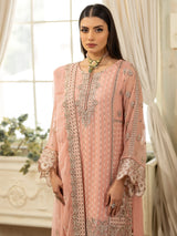 Pakistani Blush Pink Embroidered Chiffon Salwar Kameez (3-Piece) - Image 5