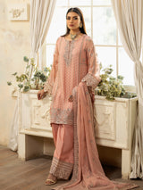 Pakistani Blush Pink Embroidered Chiffon Salwar Kameez (3-Piece) - Image 8