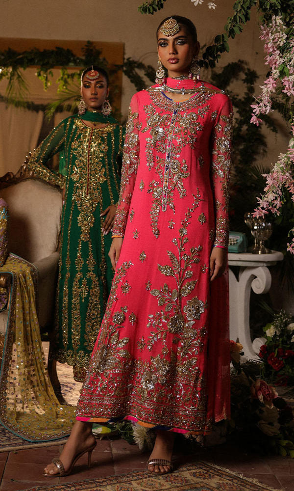 Pakistani Pink Hand-Embellished Chiffon Salwar Kameez (3-Piece) - Image 6