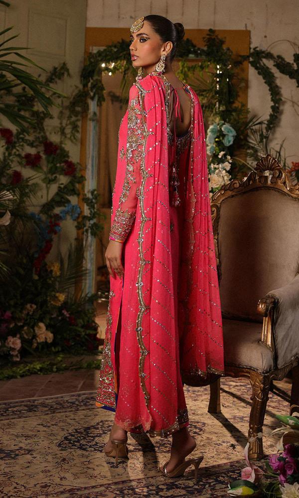 Pakistani Pink Hand-Embellished Chiffon Salwar Kameez (3-Piece) - Image 8