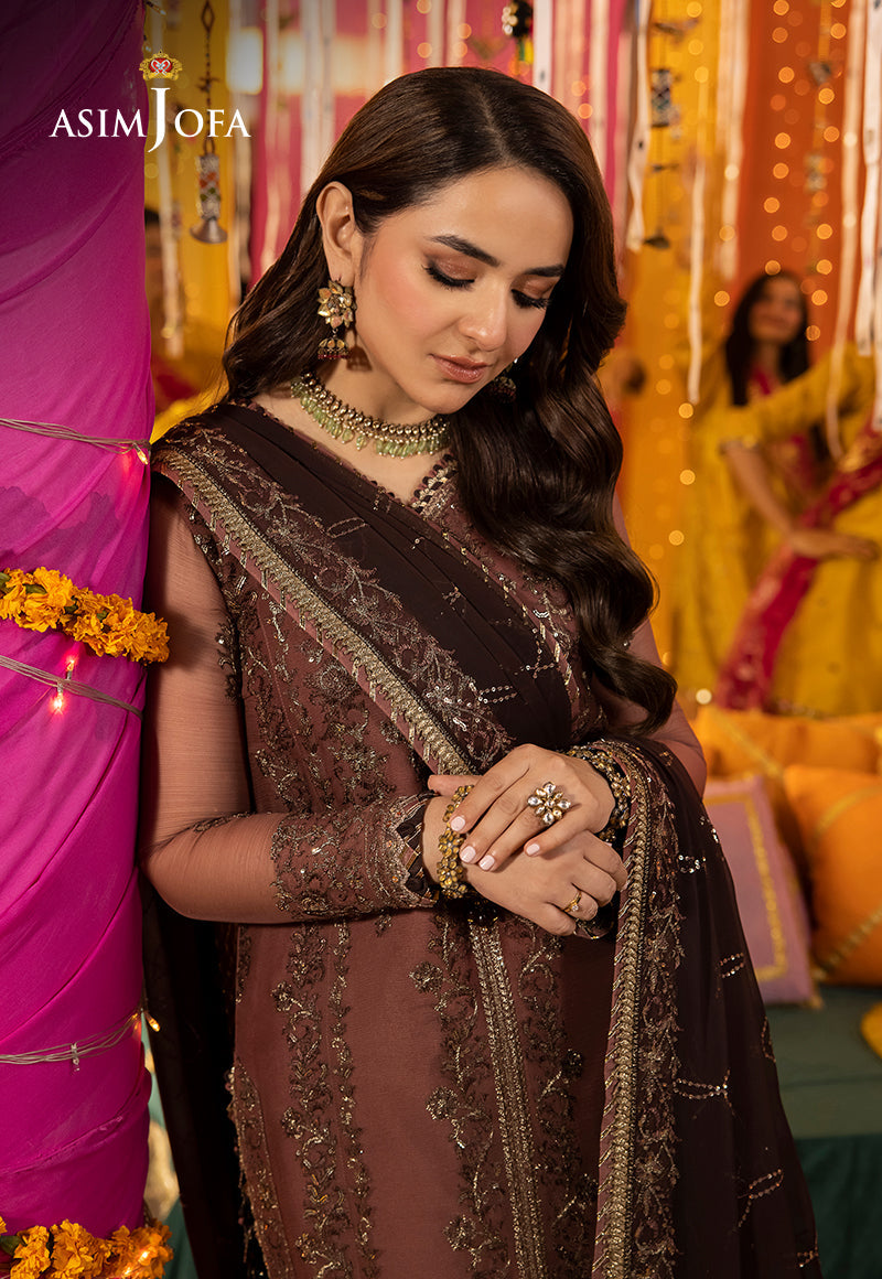 Dull Salmon Embroidered Chiffon 3-Piece Suit - Image 1