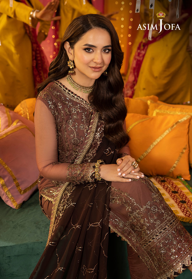 Dull Salmon Embroidered Chiffon 3-Piece Suit - Image 5